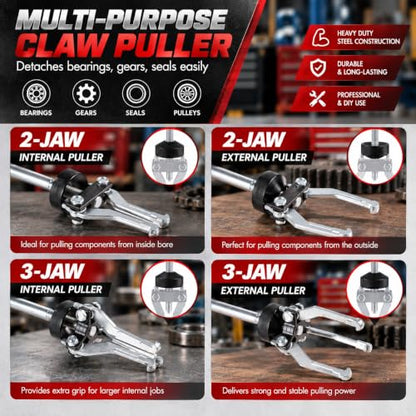 XtremepowerUS Rear Wheel Bearing Puller Kit, 5 lb Slide Hammer Axle Puller Set with CR-V Steel Jaw Attachments, Wheel Hub Remover, Internal & External Puller Adapters - size: 5 Lbs