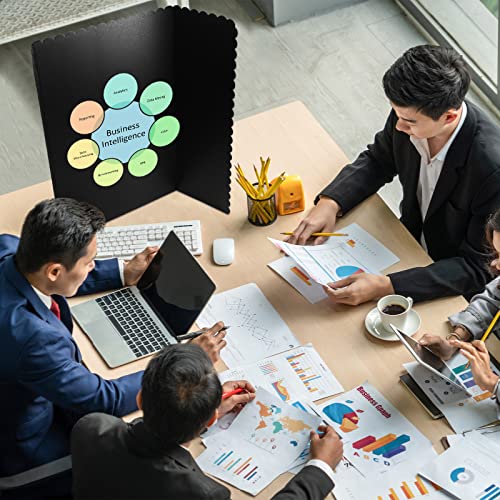 Kosiz 6 Pcs Tri Fold Presentation Board for School Portable Trifold Display Exhibition Board Corrugated Lightweight Poster Board for Business Presentations Projects Memorial Photo(Black,24 x 36'')