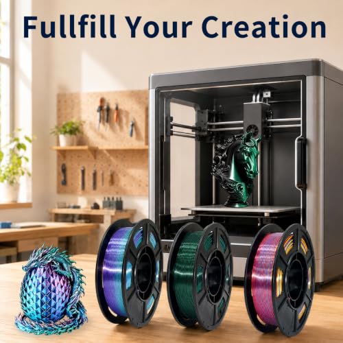 Silk PLA+ Filament 1.75mm, Neatly Wound 250g Spools, ±0.03 mm Dimensional Accuracy, Fits Most FDM 3D Printers, 8-Pack Multicolor PLA Plus Filament, 2KG Total