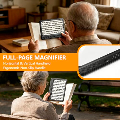 5X Magnifying Glass for Reading, Large Full Page Magnifier with Light