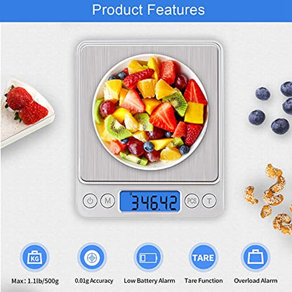 UNIWEIGH Digital Kitchen Scale, 500g/0.01g Gram Scale,Cooking Food Scale