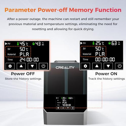 2026 New Creality Space PI Filament Dryer Plus, Dual-Spool 3D Printing Filament Dryer Box, Adjustable Temp 45℃-70℃, 360° Hot-Air & Real-Time Humidity Monitor, 12 Filament Presets - size: Space PI Plus