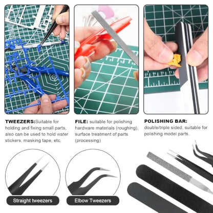Fippy 29PCS Model Tools Kit, Model Basic Tools Kit, Hobby Model Building Tools Kit for Basic Models Assembling, Building and Repairing - style: Set B