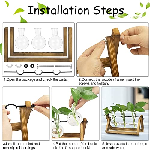 Kingbuy Desktop Glass Planter, 3 Bulb Vases, Brown - size: 3 Bulb Vase (C-type)