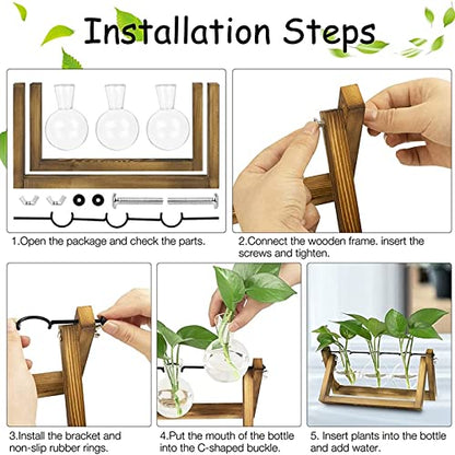 Kingbuy Desktop Glass Planter, 3 Bulb Vases, Brown - size: 3 Bulb Vase (C-type)