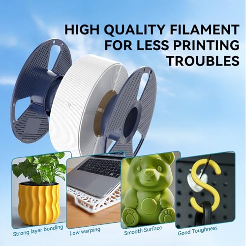 SUNLU PLA 3D Printer Filament, Large Spool, White, 3KG - color: Large Spool 3kg Pla White, size: 3 kg