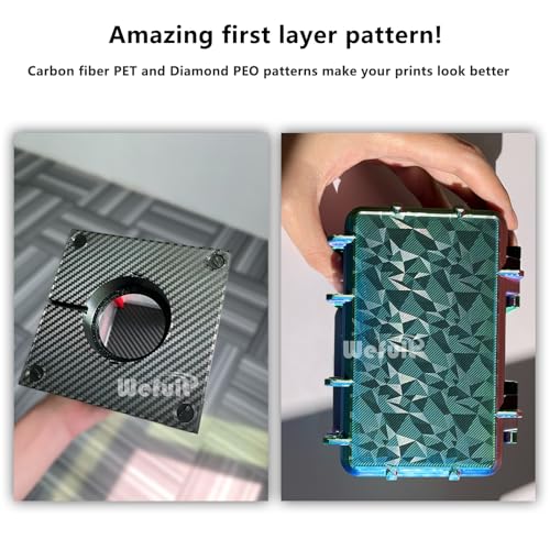 JUUPINE 264x276MM for Kobra S1/Kobra 4/Kobra X Build Plate PEO PET Sheet Double Sided Heated Bed Spring Steel Flexible Platform for Anycubic Kobra S1/Combo/ACE Pro （Carbon Fiber + Diamond Pattern） - size: 264X276mm