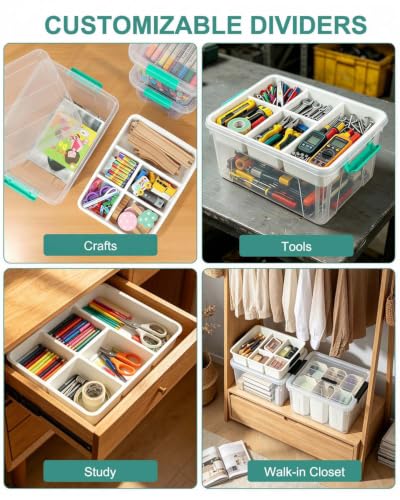 EOENVIVS 17 QT Craft Storage Box, Craft Organizers and Storage with Tray - color: Green