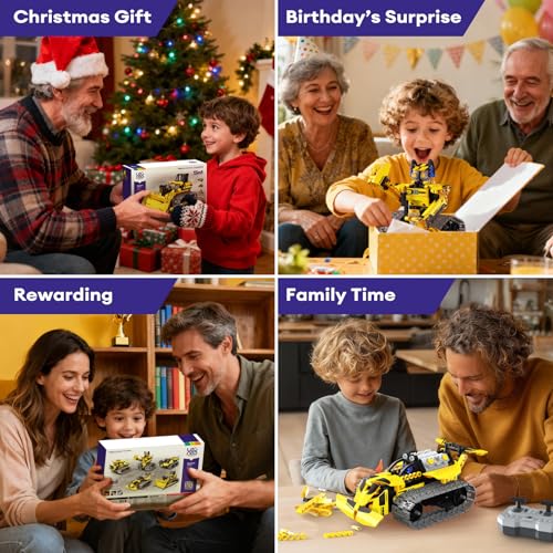 LECPOP 5-in-1 Bulldozer Robot Toy Building Sets STEM Gift for Boys Age 8-12