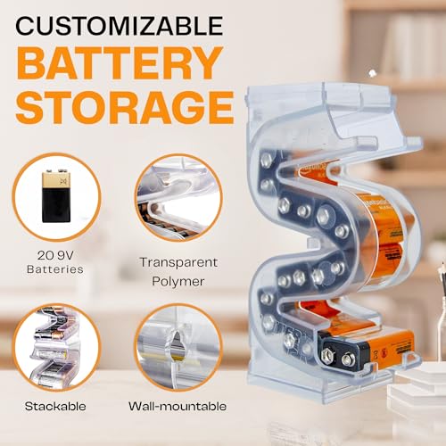 Battery Ladder Case - Battery Organizer & Dispenser (9V, 2-Pack) - color: 2 - Pack, size: 9V