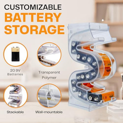 Battery Ladder Case - Battery Organizer & Dispenser (9V, Holds 10) - color: 1 - Pack, size: 9V