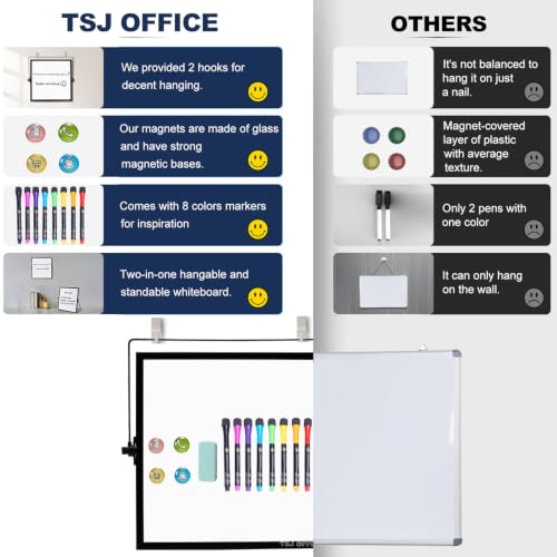 TSJ OFFICE Small White Board - 12 X 12 Inches Black Framed Dry Erase Board - color: Black, size: 12"W x 12"H
