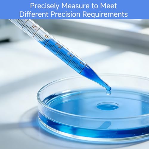 3-Piece Glass Pipette Dropper, 10ml Graduated Liquid Transfer Pipettes with Rubber Bulb and Cleaning Brush, Glass Droppers for Essential Oils and Lab Use, Blue