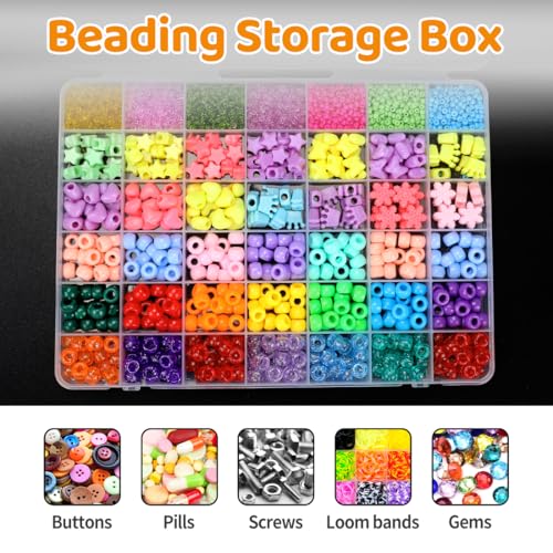 Praisebank 42 Grids Beading Storage Container Box, Perfect for Storage Beads & Small Items. (Clear / 4 Pack) - size: 42 x 4 Pack