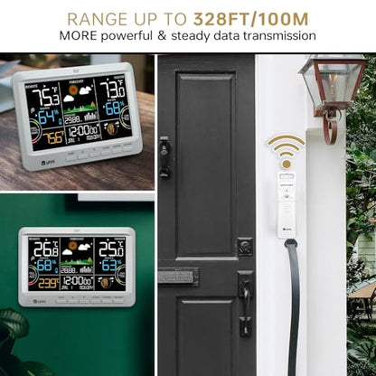 Weather Station Indoor Outdoor Thermometer Wireless Atomic Clock Grey - color: Grey