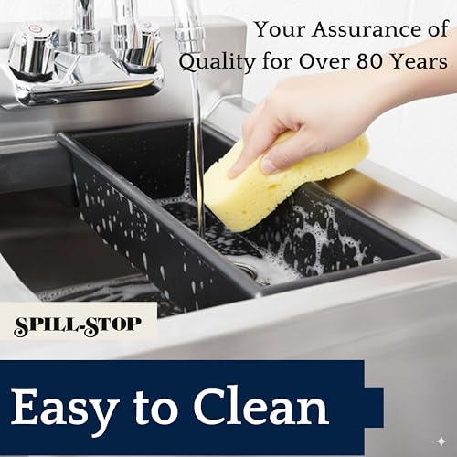 Spill-Stop 13-760 Bar Drain Tray, Durable Black Plastic, Large 14" x 5" x 3", Fits Standard Bar Sinks, Includes Drain Extension Tube, Made in USA