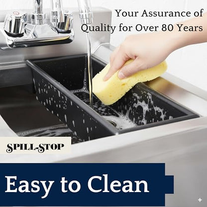 Spill-Stop 13-760 Bar Drain Tray, Durable Black Plastic, Large 14" x 5" x 3", Fits Standard Bar Sinks, Includes Drain Extension Tube, Made in USA