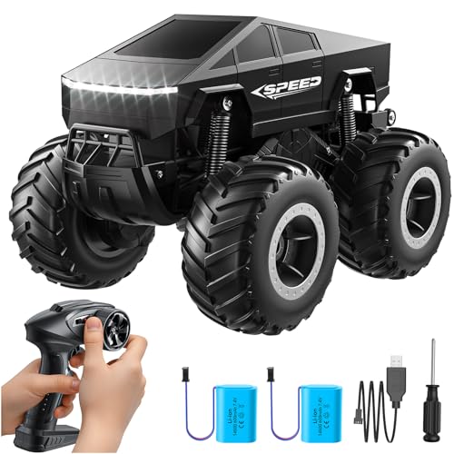 Remote Control Car Monster Truck Toy Off-Road Truck - 4WD Waterproof RC Cars for All Terrain, 1:16 Scale Hobby Monster Truck Toys 2.4GHz Pick-up Vehicles Kids Gifts for Boys Age 6 7 8 9 10-12+,Black - color: Black
