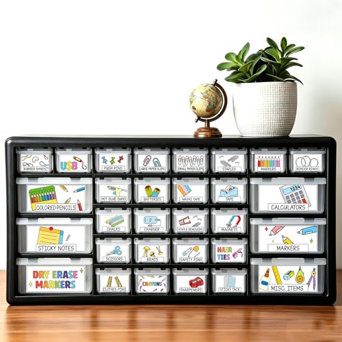 96 Pcs 12 Sheets Teacher Toolbox Labels Classroom Tool Box Storage Stickers School Classroom Supplies Labels Decor for Back to School Teacher Supplies Organization