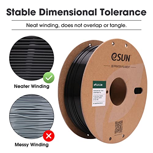 eSUN PLA Filament 1.75mm, High Toughness 3D Printer Filament Upgraded PLA Filament, Dimensional Accuracy +/- 0.03mm, 1KG Cardboard Spool (2.2 LBS) 3D Printing Filament for 3D Printers, Black - color: Black, size: PLA 1.75MM - 1KG