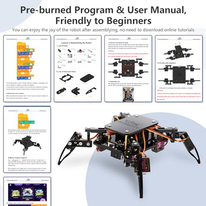 ACEBOTT STEM Robotics Science Kits for Adults, ESP8266 Spider Robot Building Kit, App Remote Control, Walking Crawling Fun Educational Toy for 12 + Year Old Boys, Girls, Teens, Adults Unique Gifts - color: Black