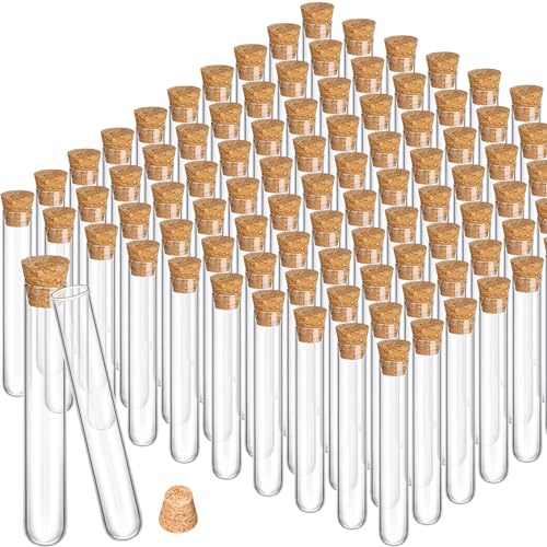 Thyle Glass Test Tubes Bulk with Cork Clear Stoppers, 15x100mm/13ml, 100 Pcs - size: 15x100mm/13ml