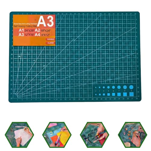 THMINS Self-Healing Sewing Mat, 12"18", Green Cutting Mat, A3 - size: 12"×18"