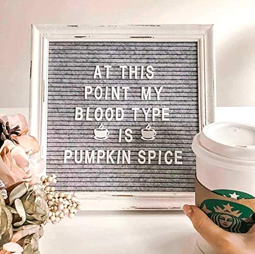 Gray Felt Letter Board Back to School Sign with Rustic Wood White Frame - Grey Farmhouse Letter Board Sign with Stand - Baby Announcement 10x10 Felt Board Changeable Message Board with 350 Letter Set - color: Gray, size: 10x10 inches