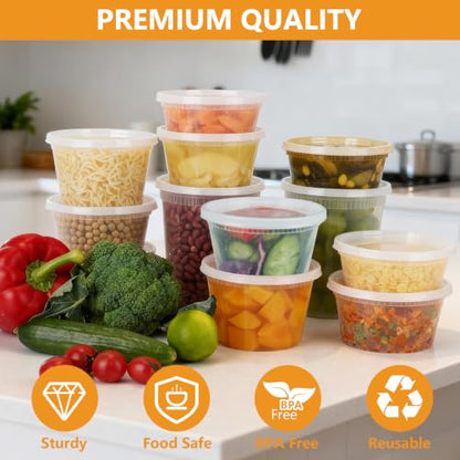 NESCCI 72 Sets (144-Piece) Deli Containers with Lids, 32oz X 72 Set Each - size: 32oz X 72 Set