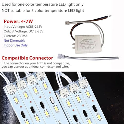 LED Driver 4-7W for Single Color Ceiling Strip Spot Light Module Panel, Replacement LED Power Supply Transformer Adapter Starter, Input AC85-265V Output DC12-25V - style: SF 4-7W 1CCT