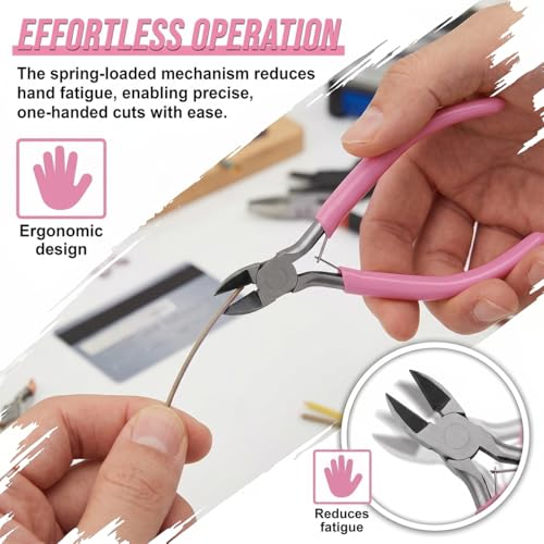 5 Inch Flush Wire Cutters for Electronics and Zip Ties, Pink - color: Pink
