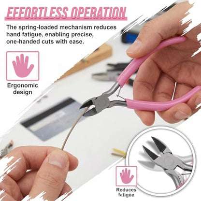 5 Inch Flush Wire Cutters for Electronics and Zip Ties, Pink - color: Pink