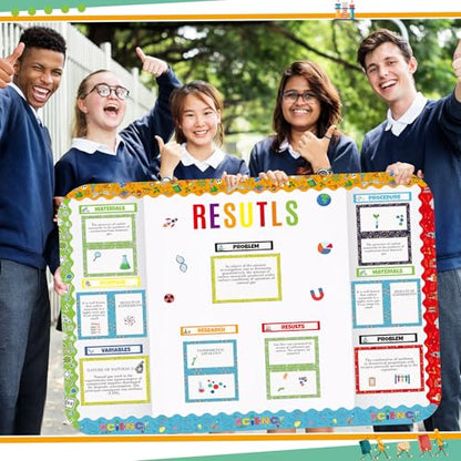 94 Pcs Science Fair Board Supplies 60 Trim Scalloped Bulletin Borders 24 Presentation Subtitles 2 Project Titles 6 Letter Stickers 2 Stickers for Classroom Display Boards(Scientific Lab) - style: Scientific Lab