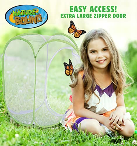 Nature Bound Butterfly Growing Kit - Live Caterpillar to Butterfly Project for Kids - Includes Voucher for Caterpillars, Green Pop-Up Enclosure, and STEM Learning Guide - style: Pop-Up Terrarium 24