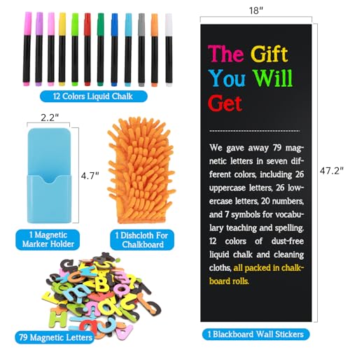 Magnetic Chalkboard Contact Paper for Wall, 47.2" x 18" Magnetic Wall Decal - color: Black 1pc, size: 47.2"W x 18"H