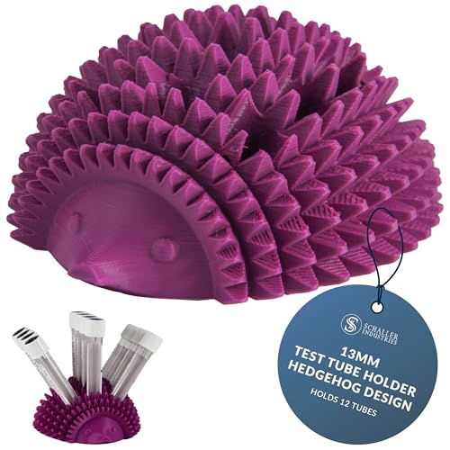 S I Schaller Industries Hedgehog Test Tube Holder, 13mm - Veterinary Blood Test Tube Rack, Holds 12 Vials, Compact Fun Design Organizer for Veterinary and Research Lab Use - Grape - color: Grape, size: 13mm Tubes