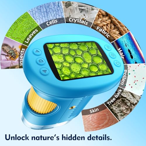 Odatay 2.4" 4K 1000X Digital Kids Microscope with 32G Card 12 Slides Orange - color: Orange