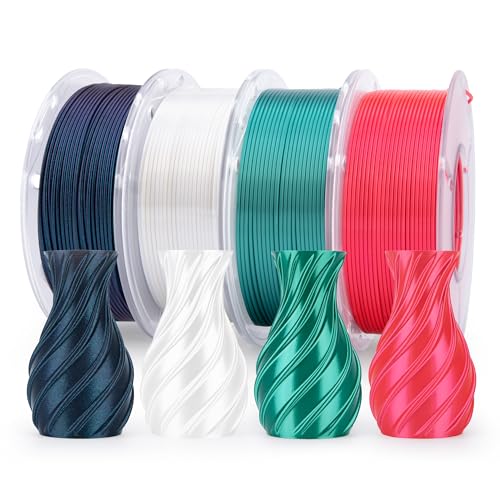ELEGOO Silk PLA 3D Printer Filament Bundle 1.75mm 4 Colors 4 * 250g - color: 250g*4 Silk Holly Green/Red/White/Galaxy Black
