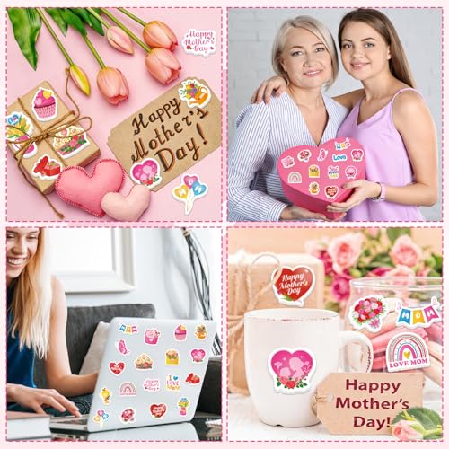 300Pcs Mother's Day Foam Stickers, Cute Hearts Flowers Mom Foam Sticker Self Adhesive Mothers Day Stickers for Mother's Day DIY Arts Crafts Party Favors School Activity Reward - style: Mother's Day
