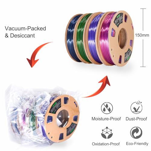 OVV3D PLA 3D Printer Filament Bundle, Shiny PLA Multicolor Pack - color: Black Blue Purple Green