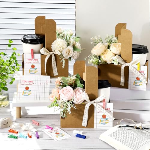 Reallnaive 12 Set Back to School Gifts 2 Cup Drink Carrier,Kraft Paper - style: Kraft Paper