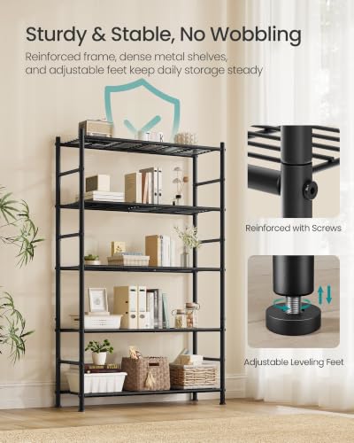 SONGMICS 5-Tier Storage Shelves, Adjustable Metal Wire Shelving Unit - size: 31.5"W, style: 5-Tier