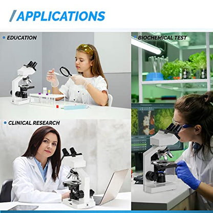 OMAX M82ES-SC100-LP100 2000X Binocular Compound LED Microscope+Blank