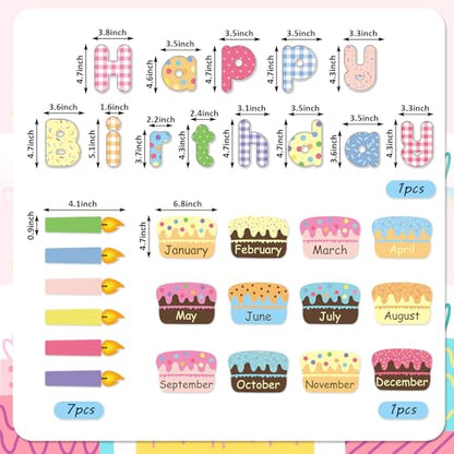 FYSUIMU 67 Pcs Happy Birthday Bulletin Board Decoration Set Birthday Cake Cutouts Back to School Paper Cutting with Glue Points for First Day of School Party Classroom Wall Calendar