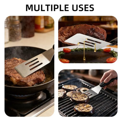 3-Pieces Small Metal Spatula Set, Mini Metal Spatulas for Kitchen Use, Stainless Steel Spatula for Flipping, Serving, Turning Pancakes, Eggs, Brownies, Cookies, Cakes (2 Pack Slotted+1 Pack Solid) - color: 2 Pack Slotted+1 Pack Solid