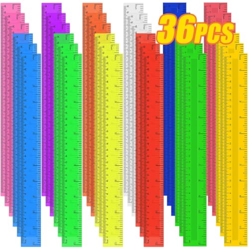 36 Pack Clear Plastic Rulers 12 Inch, Rulers Bulk for Classroom - color: Multicolor