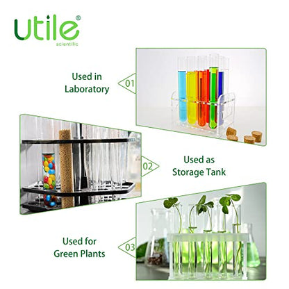 Utile 50pcs of Plain Cylindrical Glass Test Tubes, Vol.20ml, 20x150mm, Medium Borosilicate Glass Material, 4004.0135.50 - style: 50pcs of 20x150mm