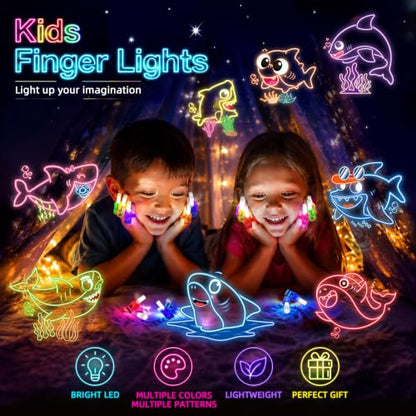 24 Pcs Cartoon Shark Party Favors LED Finger Lights Toys for Kids 3-12 - style: Shark
