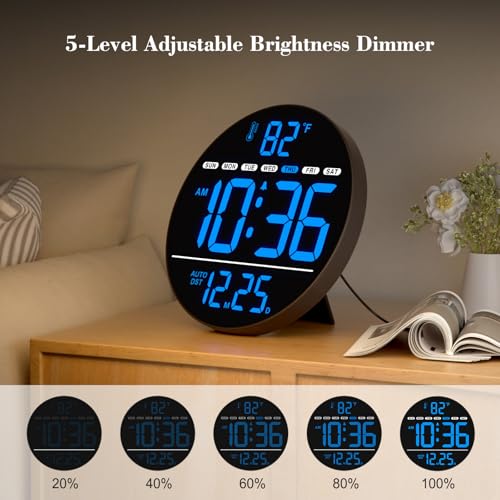 WallarGe Electric Large Digital Wall Clock with LED Display - color: Blue