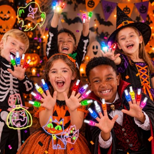 24 Pcs Halloween Party Favors LED Finger Lights Toys for Kids Ages 3-12 - style: Halloween